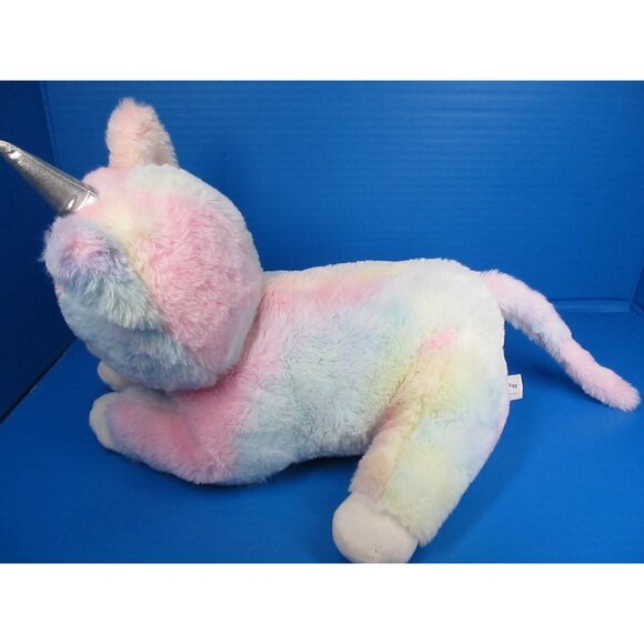Hug A Babies Plush Pastel Rainbow Unicorn Stuffed Toy With Silver Horn  11" - Picture 3 of 11